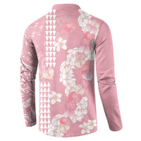 Soft Pink Hawaii Anthurium Plumeria Lei Button Sweatshirt LT9 - Polynesian Pride