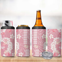 Soft Pink Hawaii Anthurium Plumeria Lei 4 in 1 Can Cooler Tumbler LT9 - Polynesian Pride