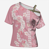Soft Pink Hawaii Anthurium Plumeria Lei Cross Shoulder Shirt LT9 Female Pink - Polynesian Pride