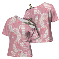 Soft Pink Hawaii Anthurium Plumeria Lei Cross Shoulder Shirt LT9 - Polynesian Pride