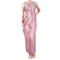 Soft Pink Hawaii Anthurium Plumeria Lei Family Matching Tank Maxi Dress and Hawaiian Shirt