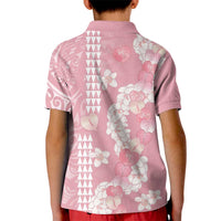 Soft Pink Hawaii Anthurium Plumeria Lei Kid Polo Shirt LT9 - Polynesian Pride