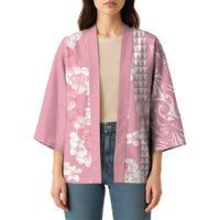 Soft Pink Hawaii Anthurium Plumeria Lei Kimono