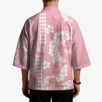 Soft Pink Hawaii Anthurium Plumeria Lei Kimono