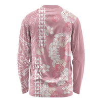 Soft Pink Hawaii Anthurium Plumeria Lei Long Sleeve Shirt LT9 - Polynesian Pride