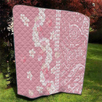Soft Pink Hawaii Anthurium Plumeria Lei Quilt