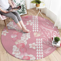 Soft Pink Hawaii Anthurium Plumeria Lei Round Carpet LT9 - Polynesian Pride