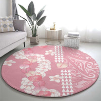 Soft Pink Hawaii Anthurium Plumeria Lei Round Carpet LT9 - Polynesian Pride