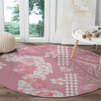 Soft Pink Hawaii Anthurium Plumeria Lei Round Carpet LT9 - Polynesian Pride