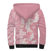 Soft Pink Hawaii Anthurium Plumeria Lei Sherpa Hoodie LT9 - Polynesian Pride