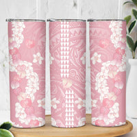 Soft Pink Hawaii Anthurium Plumeria Lei Skinny Tumbler LT9 - Polynesian Pride