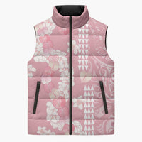 Soft Pink Hawaii Anthurium Plumeria Lei Sleeveless Puffer Jacket LT9 Unisex Pink - Polynesian Pride
