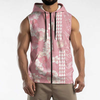 Soft Pink Hawaii Anthurium Plumeria Lei Sleeveless Zip Hoodie LT9 - Polynesian Pride