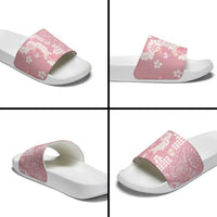 Soft Pink Hawaii Anthurium Plumeria Lei Slide Sandals LT9 - Polynesian Pride