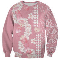 Soft Pink Hawaii Anthurium Plumeria Lei Sweatshirt LT9 Unisex Pink - Polynesian Pride