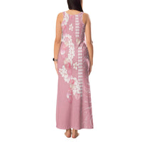 Soft Pink Hawaii Anthurium Plumeria Lei Tank Maxi Dress LT9 - Polynesian Pride