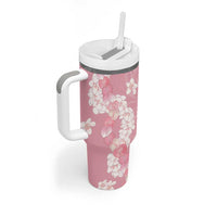 Soft Pink Hawaii Anthurium Plumeria Lei Tumbler With Handle LT9 - Polynesian Pride
