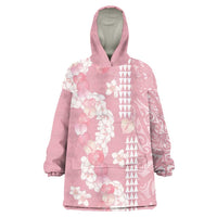 Soft Pink Hawaii Anthurium Plumeria Lei Wearable Blanket Hoodie LT9 One Size Pink - Polynesian Pride