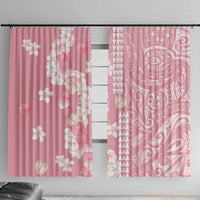 Soft Pink Hawaii Anthurium Plumeria Lei Window Curtain LT9 With Hooks Pink - Polynesian Pride