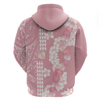 Soft Pink Hawaii Anthurium Plumeria Lei Zip Hoodie LT9 - Polynesian Pride