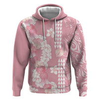 Soft Pink Hawaii Anthurium Plumeria Lei Zip Hoodie LT9 Pullover Hoodie Pink - Polynesian Pride