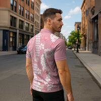 Soft Pink Hawaii Anthurium Plumeria Lei Zipper Polo Shirt LT9 - Polynesian Pride
