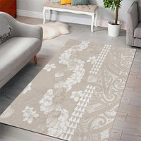 Suede Beige Hawaii Anthurium Plumeria Lei Area Rug