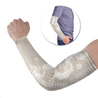 Suede Beige Hawaii Anthurium Plumeria Lei Arm Sleeves LT9 Set of 2 Beige - Polynesian Pride