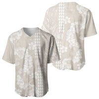 Suede Beige Hawaii Anthurium Plumeria Lei Baseball Jersey LT9 - Polynesian Pride