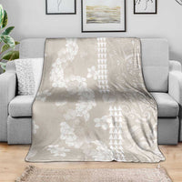 Suede Beige Hawaii Anthurium Plumeria Lei Blanket LT9 - Polynesian Pride