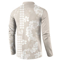 Suede Beige Hawaii Anthurium Plumeria Lei Button Sweatshirt LT9 - Polynesian Pride