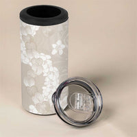 Suede Beige Hawaii Anthurium Plumeria Lei 4 in 1 Can Cooler Tumbler LT9 - Polynesian Pride