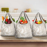 Suede Beige Hawaii Anthurium Plumeria Lei Grocery Bag LT9 3-pack One Size Beige - Polynesian Pride