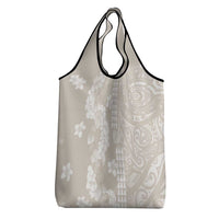 Suede Beige Hawaii Anthurium Plumeria Lei Grocery Bag LT9 - Polynesian Pride