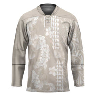 Suede Beige Hawaii Anthurium Plumeria Lei Hockey Jersey LT9 Unisex Beige - Polynesian Pride