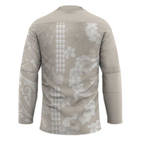Suede Beige Hawaii Anthurium Plumeria Lei Hockey Jersey LT9 - Polynesian Pride