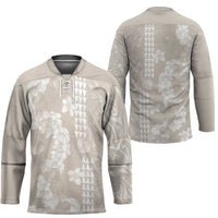 Suede Beige Hawaii Anthurium Plumeria Lei Hockey Jersey LT9 - Polynesian Pride