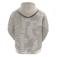 Suede Beige Hawaii Anthurium Plumeria Lei Hoodie LT9 - Polynesian Pride