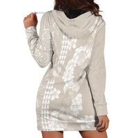 Suede Beige Hawaii Anthurium Plumeria Lei Hoodie Dress LT9 - Polynesian Pride