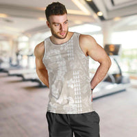 Suede Beige Hawaii Anthurium Plumeria Lei Men Tank Top LT9 Beige - Polynesian Pride
