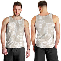 Suede Beige Hawaii Anthurium Plumeria Lei Men Tank Top LT9 - Polynesian Pride