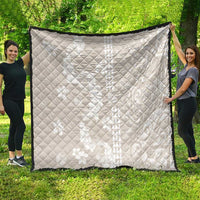 Suede Beige Hawaii Anthurium Plumeria Lei Quilt