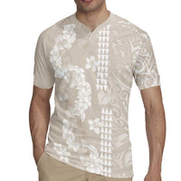 Suede Beige Hawaii Anthurium Plumeria Lei Rugby Jersey LT9 - Polynesian Pride