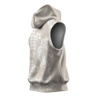 Suede Beige Hawaii Anthurium Plumeria Lei Sleeveless Hoodie LT9 - Polynesian Pride