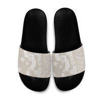 Suede Beige Hawaii Anthurium Plumeria Lei Slide Sandals LT9 Beige - Polynesian Pride