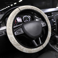Suede Beige Hawaii Anthurium Plumeria Lei Steering Wheel Cover LT9 Universal Fit Beige - Polynesian Pride