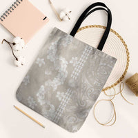 Suede Beige Hawaii Anthurium Plumeria Lei Tote Bag LT9 Black Strap One Size Beige - Polynesian Pride