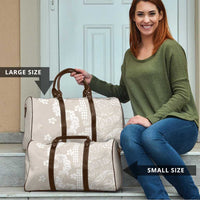 Suede Beige Hawaii Anthurium Plumeria Lei Travel Bag LT9 - Polynesian Pride