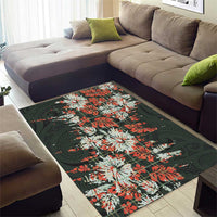 Hawaii Tartan With Hibiscus Area Rug Polynesian Pattern Vintage