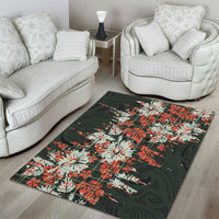 Hawaii Tartan With Hibiscus Area Rug Polynesian Pattern Vintage